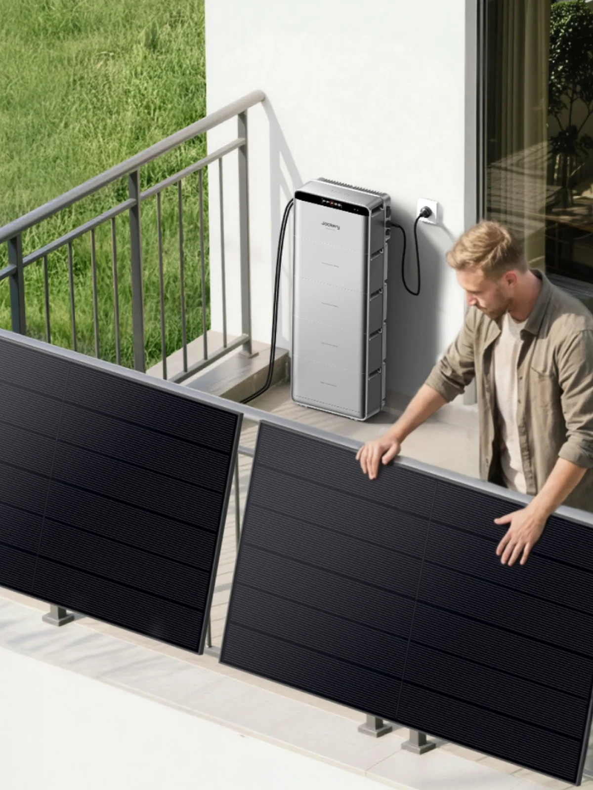 Jackery SolarVault 3 Pro Balkonkraftwerk mit Speicher 5040Wh, 4x500W Bifazial Full Black Solarmodule, Erweiterbarer Solarspeicher mit Notstromfunktion, 4000W PV-Eingang, Photovoltaik Solaranlage für