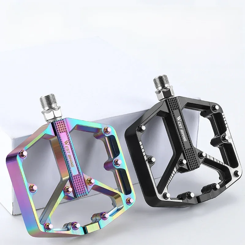 AliExpress West Biking WEST BIKING Widen Bicycle Pedals Colorful 3 Bearing Aluminum Road BMX MTB Bike Anti-slip Flat Pedals