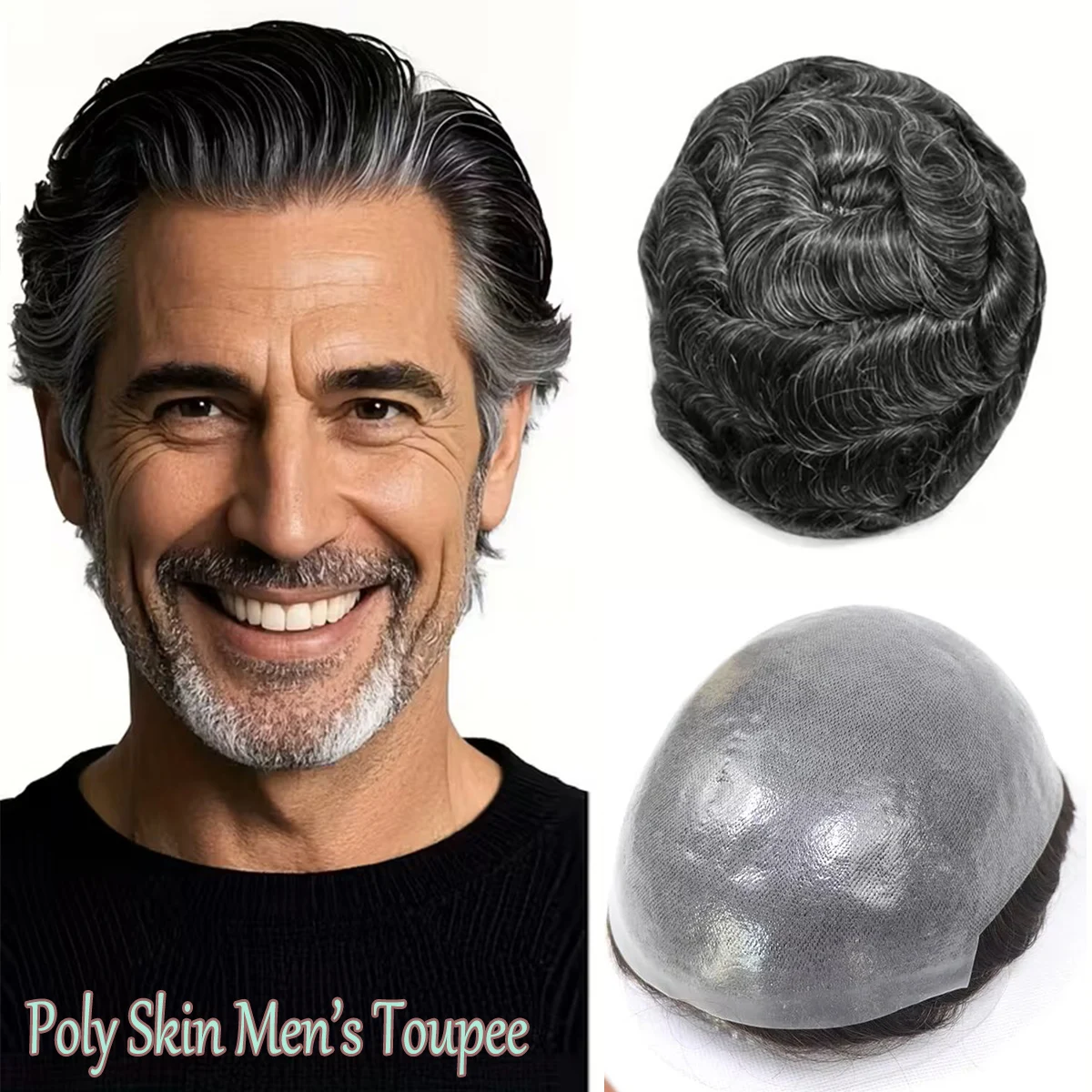 

Men's Capillary Prosthesis Undetectable Skin PU Toupee Wig Man Hair Patch Microskin Hair System For Men Injected Wigs Human Hair