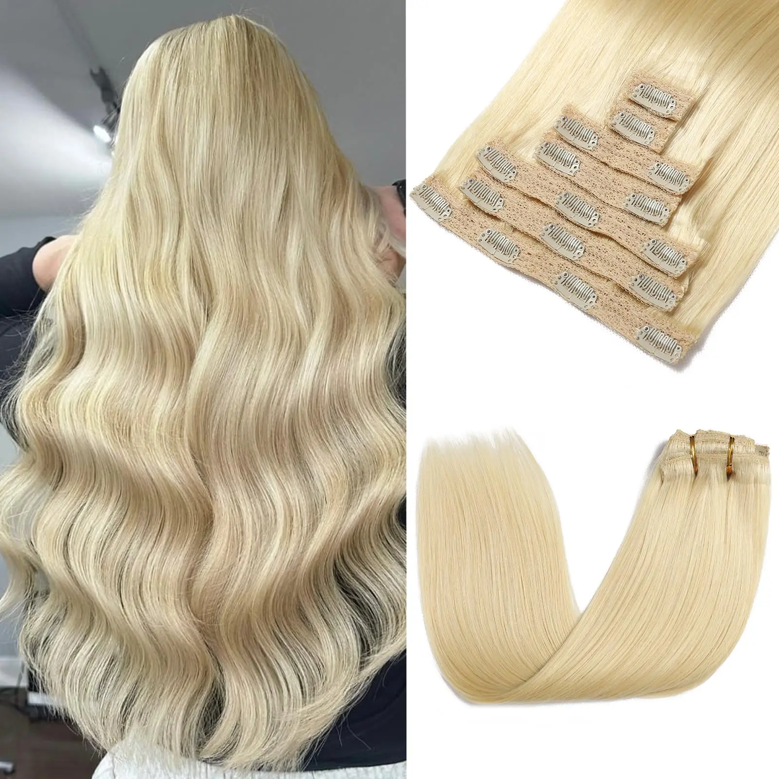 120G 8Pcs/Sets Clip In Hair Extensions Human Hair 10 to 26 Inch Brazilian Remy Straight Hair Natural Black 4 613 Color For Women