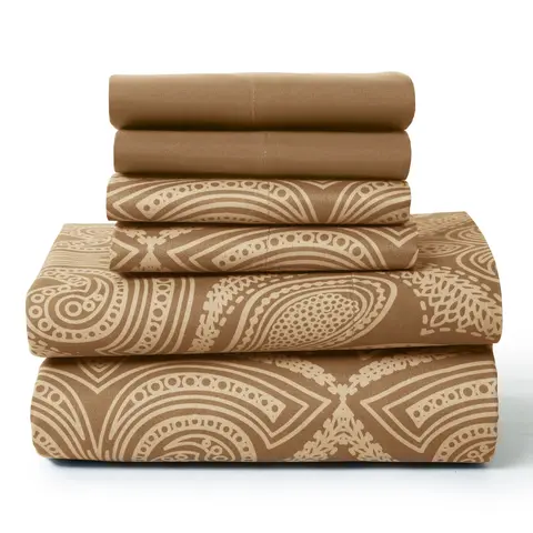 Lux Decor 6Pc Paisley Sheet Set – Soft Microfiber, Wrinkle-Free, Luxurious Printed Bed Sheets