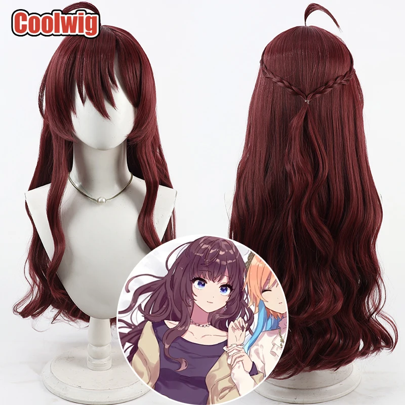 Coolwig Synthetic Hair Ichinose Shiki Cosplay Wigs The Idolmaster Cinderella Girls 80cm Long Wavy Wine Red Wig Heat Resistant