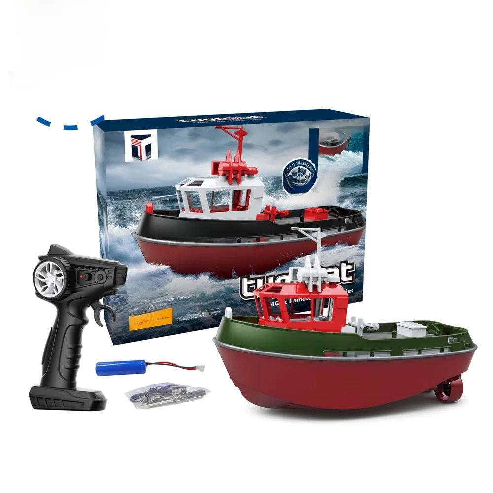 JIKEFUN 686 RC-Boot 2,4G 1/72 Leistungsstarker Doppelmotor Langstrecken-Funkfernsteuerung Elektrisches Schleppboot-Modell Spielzeug Geburtstagsgeschenke