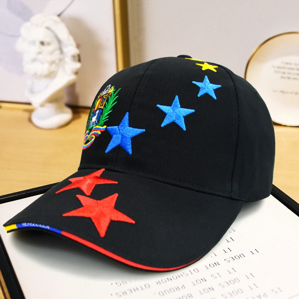 عالية الجودة فنزويلا قبعات Gorras القطن حك قبعة بيسبول التطريز 7 نجوم شعار البندقية قبعة رياضية النساء الرجال القبعات