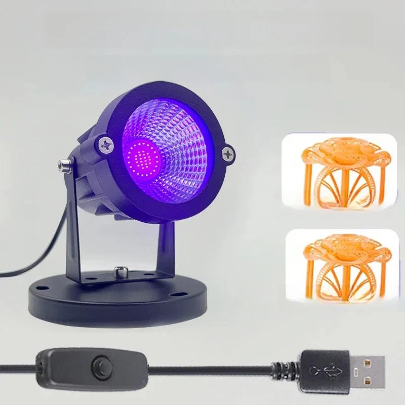 405nm UV GEL polymérisation lumière 10W LED luminaires noirs 5V avec USB interrupteur marche/arrêt câble pour résine UV durcissement 3D imprimante Gel ongles