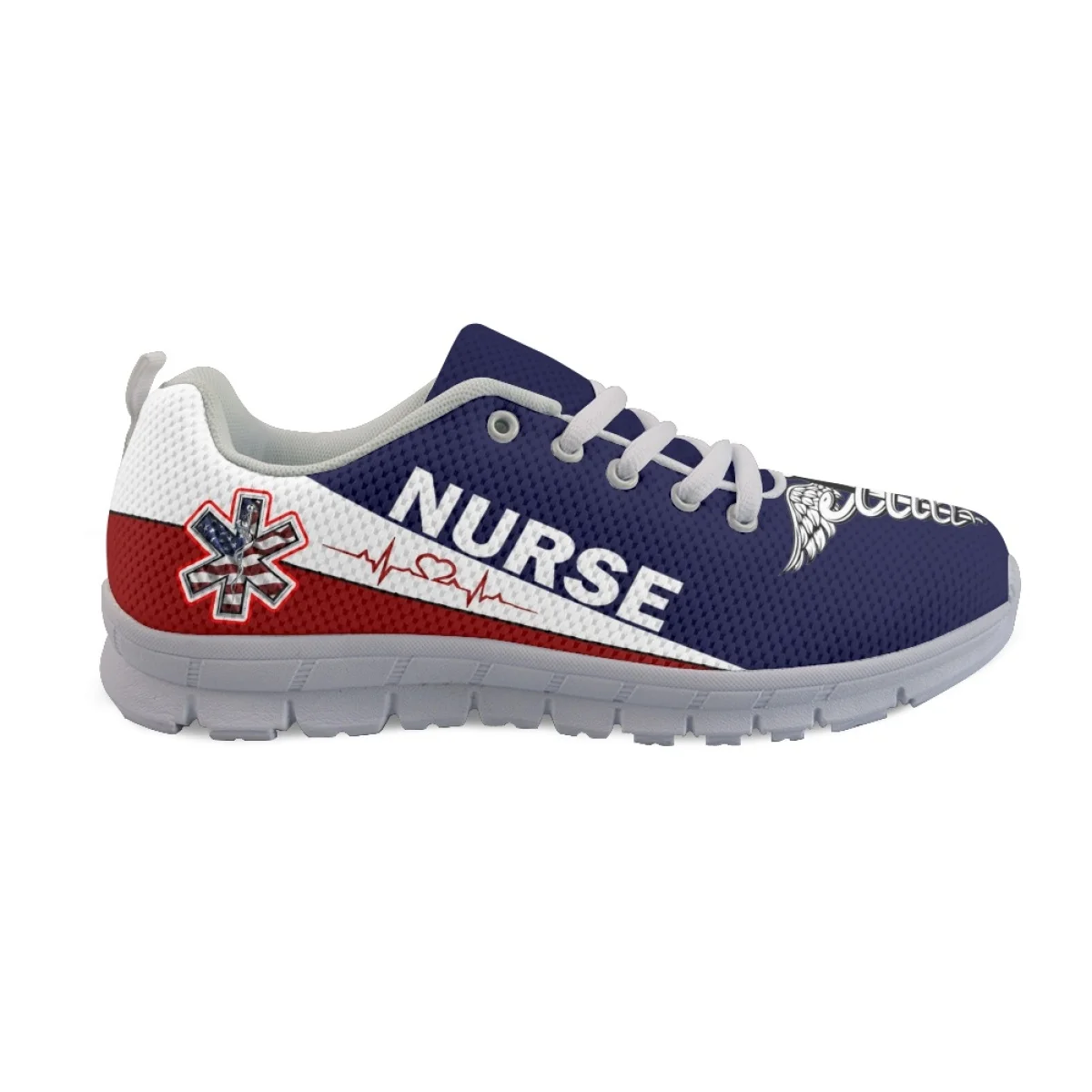 INSTANTARTS Fashion Nurse Shoes Paramedic EMT EMS Pattern Non-Slip Flat Shoes Lightweight Comfort Walking Sneakers Zapatos Mujer