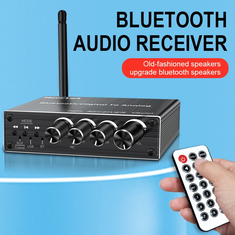 DISOUR Bluetooth 5.3 Audio Receiver+Coaxial DAC Converter+USB U-Disk Play+6.5 Micrphone Karaoke Wireless Adapter 3.5MM AUX RCA