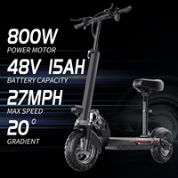 DEEPOWER Q2 Electric Scooter For Adult 800W Powerful Motor 48V 15Ah Removable Seat Scooter Anti-skid Off-road Tire EU Warehouse