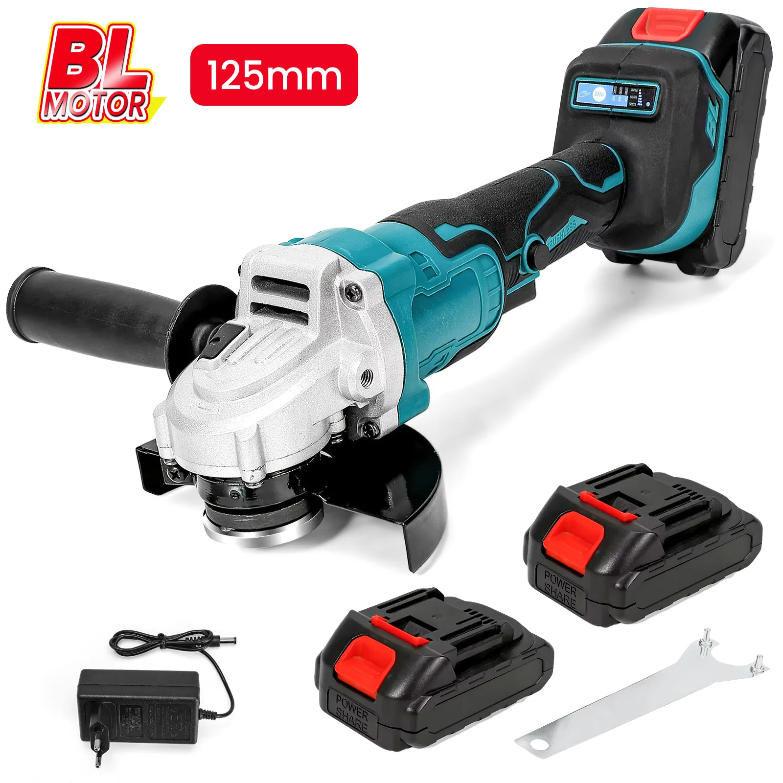 Meuleuse d'angle électrique sans balais au lithium 125 mm, machine de polissage rechargeable sans balais, outil de coupe haute puissance