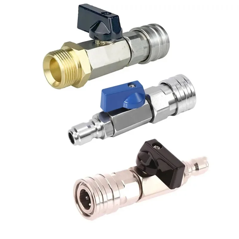 Zestaw zaworu kulowego myjki ciśnieniowej 1/4 z szybkozłączem i M22 14 mm do włączania/wyłączania węża myjki samochodowej ze stali nierdzewnej — zdjęcie 2
