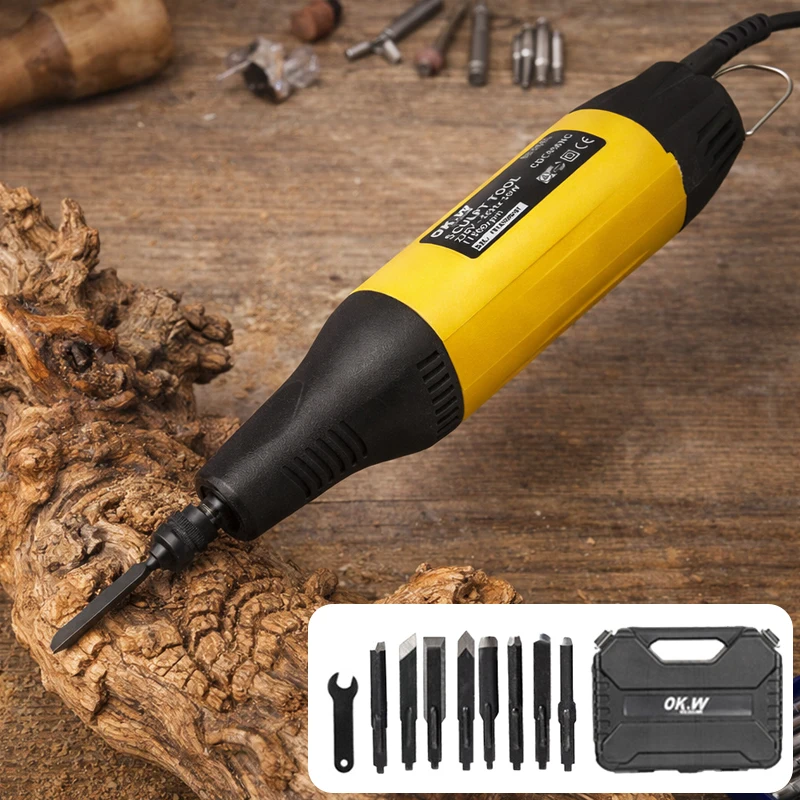 Electric Woodworking Carving Chisel Machine With Box 220V Wood Chisel Machine Electric Carving Knife Furniture Wood Carving Tool
