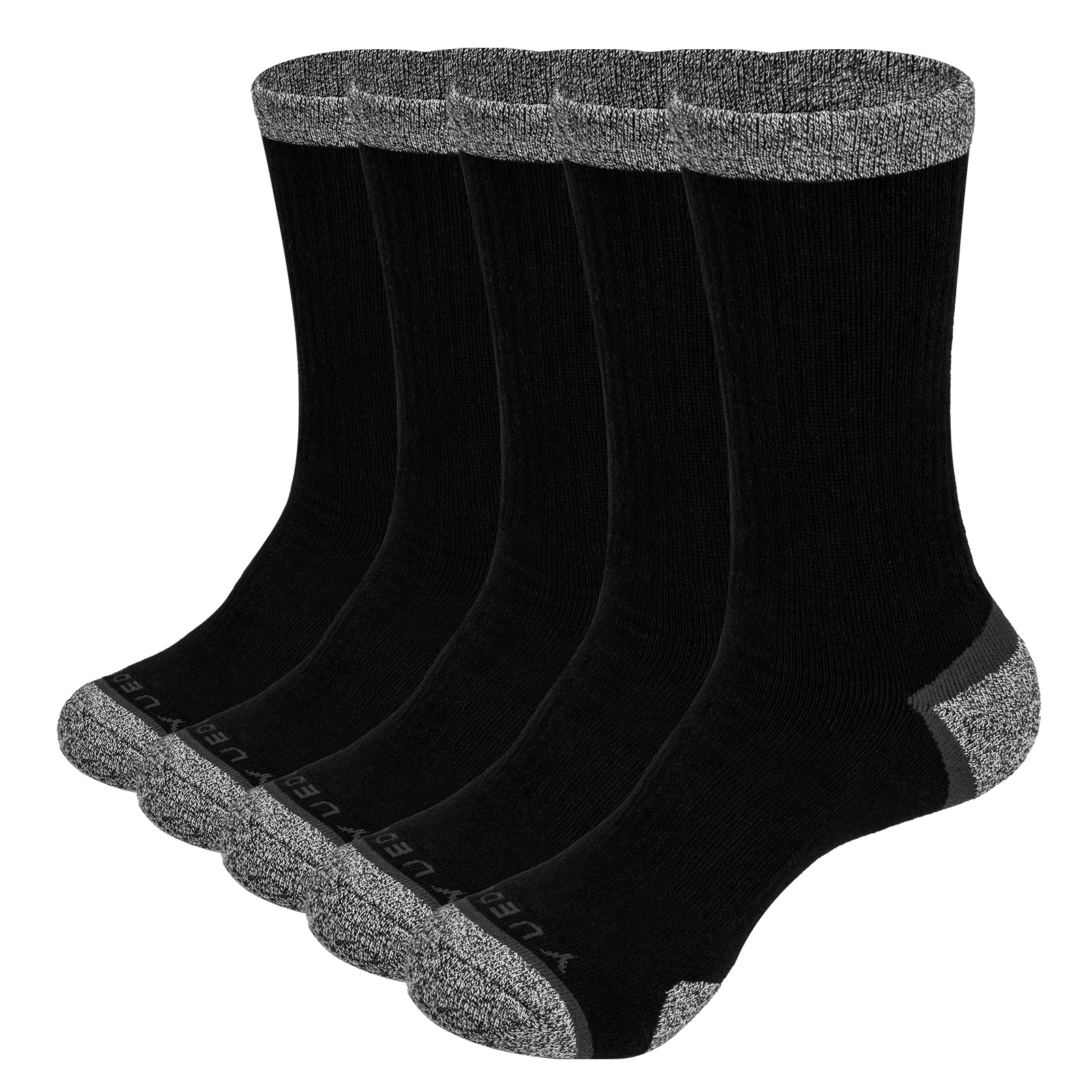 YUEDGE Men's Wick Thick Cushion Cotton Crew Sports Athletic Hiking Socks Winter Warm Socks For Male (5 Pair/Packs)