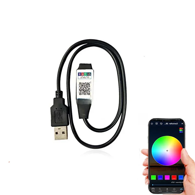 Contrôleur USB LED RGB pour bande lumineuse LED USB 5V, télécommande sans fil IR RF SMD 2835 5050 RGB, contrôleur de bande LED