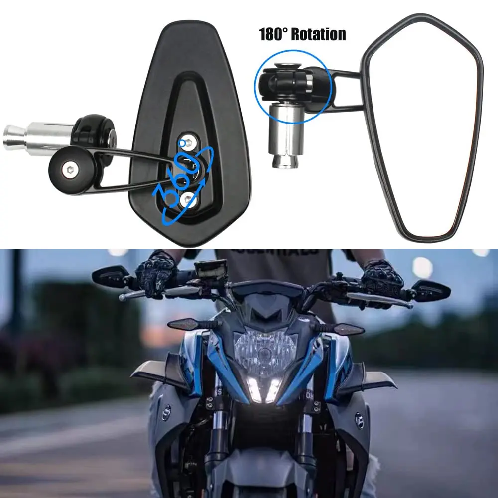 7/8" 22mm Motorcycle Handlebar End Mirror For Harley Yamaha Kawasaki Honda Suzuki HandleBar Rear View Side Mirror  7/8" 22mm image 2