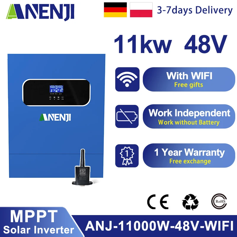 

Hybrid Solar Inverter 11KW 48V Built-in 2pcs MPPT 160A Solar Charge Controllers On/Off Grid Inverter For 220VAC PV 500V