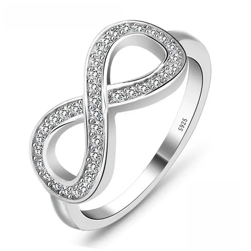Moda Cz Infinity Endless Love Claddagh 8 kształt 925 srebro pierścionki dla kobiet biżuteria wypełniona srebrem Anel Feminino — zdjęcie 2
