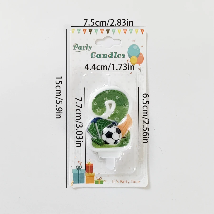 Green Football Numbers 0-9 Candle Boys World Cup Happy Birthday Baking Candles Creative Sports Boys Football Party Decoration