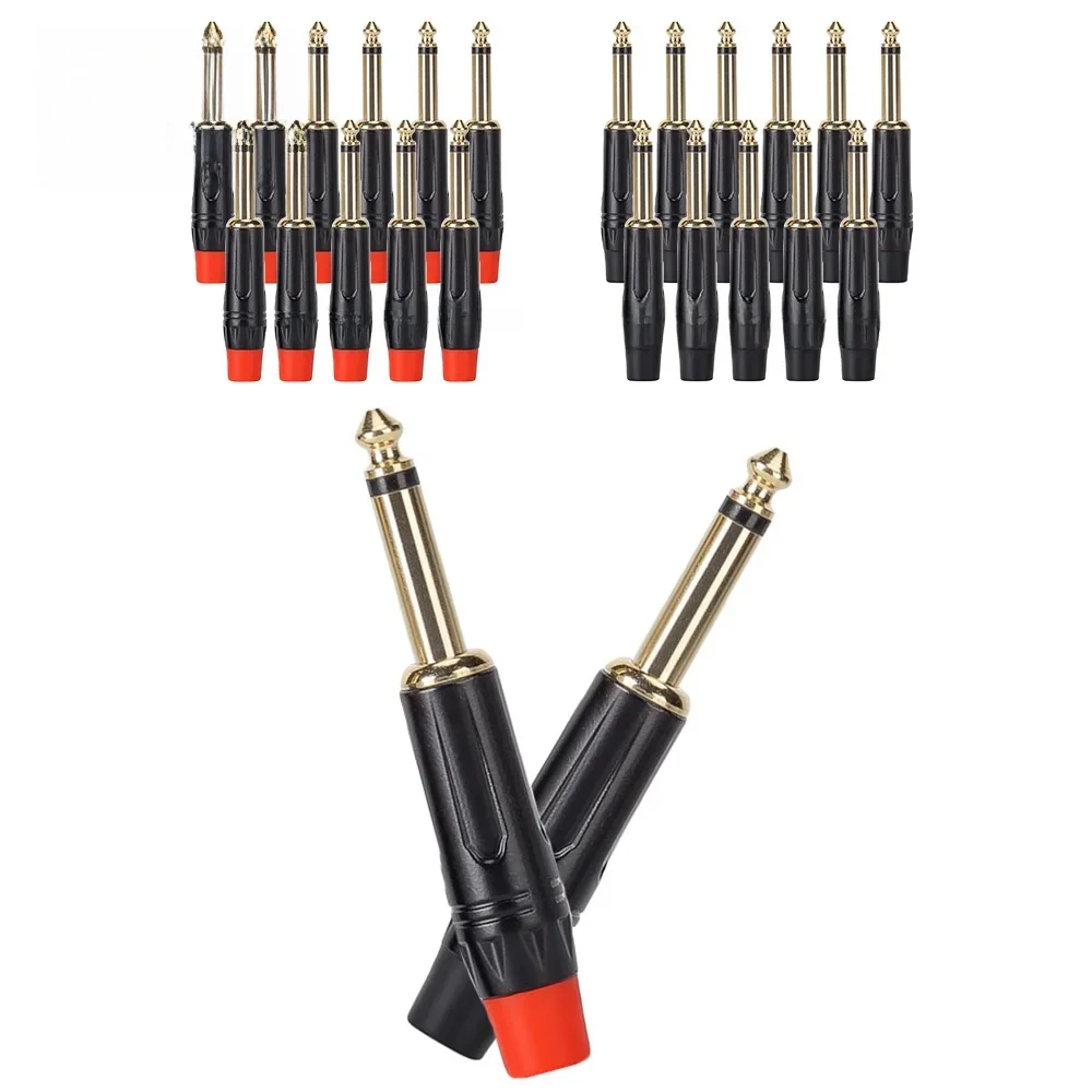Fiches de son musical TS Mono Plug, 24/50 ", 1/4", 1/4mm, Plantées à l'or, Type à souder pour JE, 1 pièce, 4 pièces, 6.35 pièces
