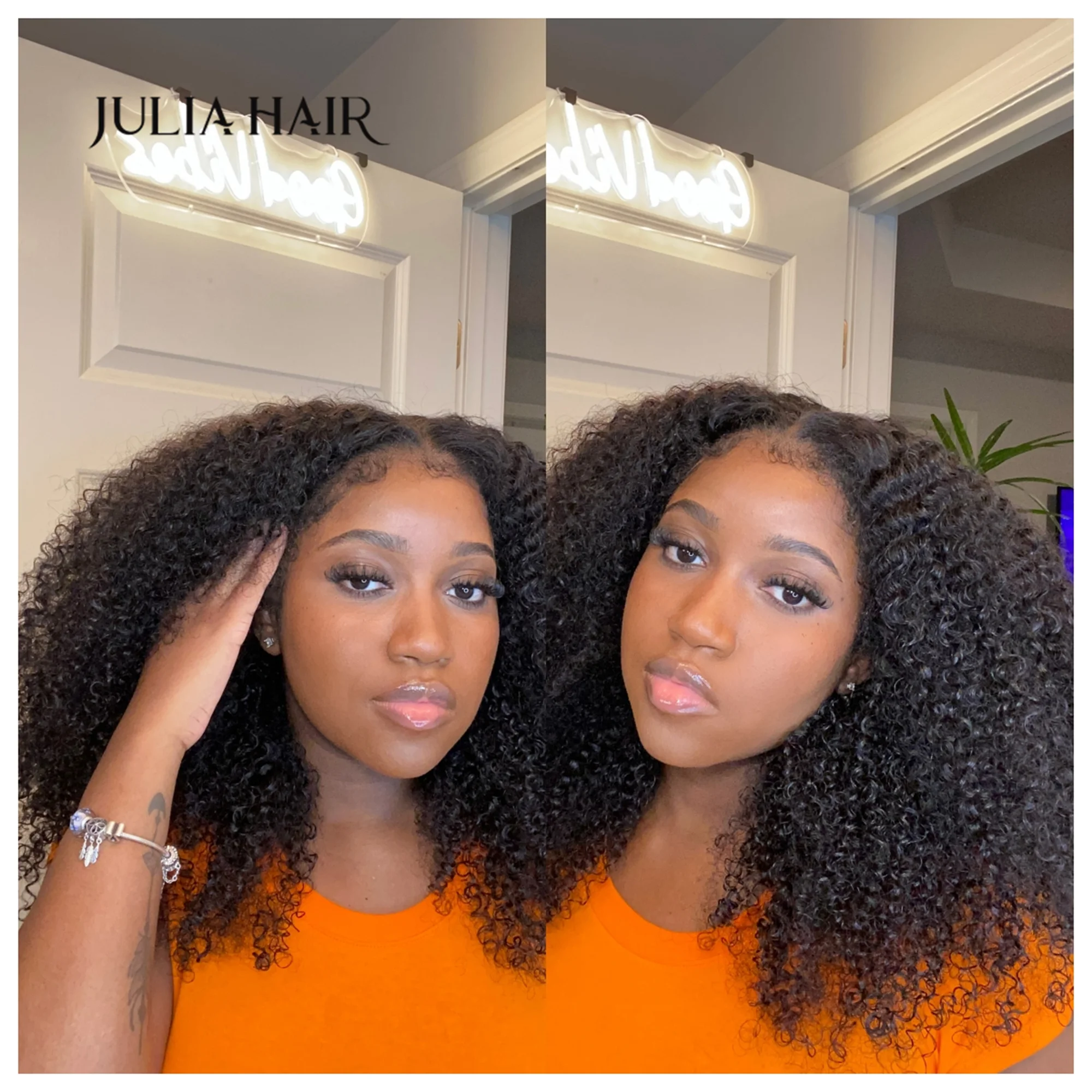 Julia Hair Bye Bye Knots 7x5 Pre Cut Lace Closure Kinky Curly Wig 13x4 Real Ear To Ear Pre-Bleached Pre-Everything Frontal Wig