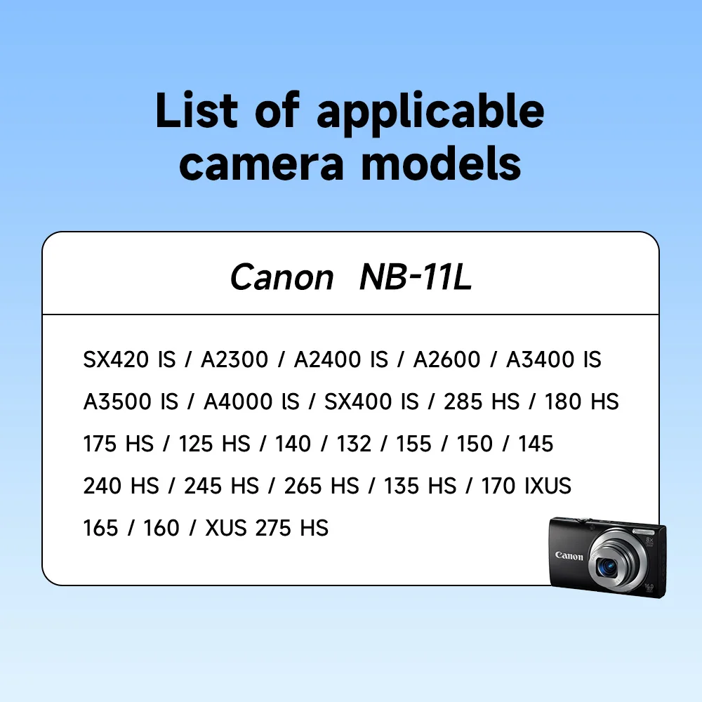 NB-11L NB 11L Camera Battery + LED Charger For Canon SX420 IS/A2300/A2400 IS/A2600/A3400 IS/180 HS/125 HS/140/132/155/150/240 HS