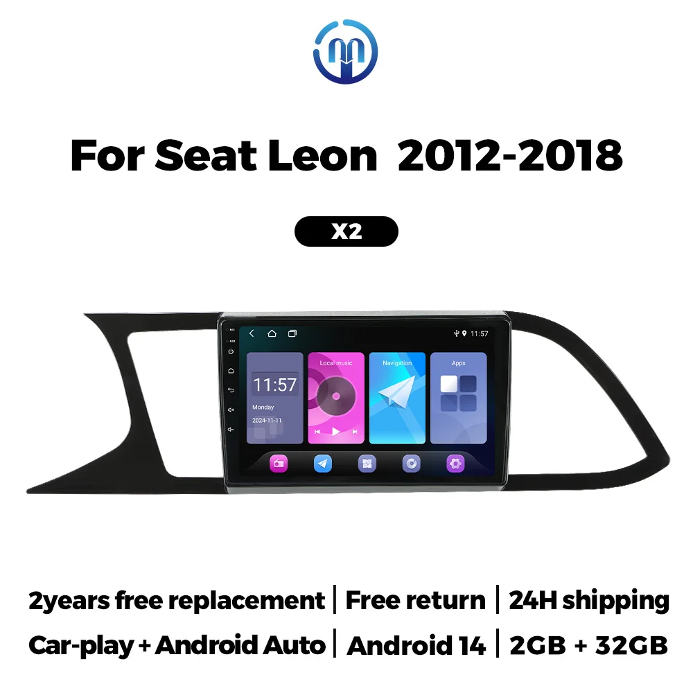 

Автомобильное радио NaviFly 2 Din с беспроводным Carplay и Android Auto для Seat Leon 3 MK3 2012-2018, мультимедийный плеер, стереосистема, GPS, DVD-плеер