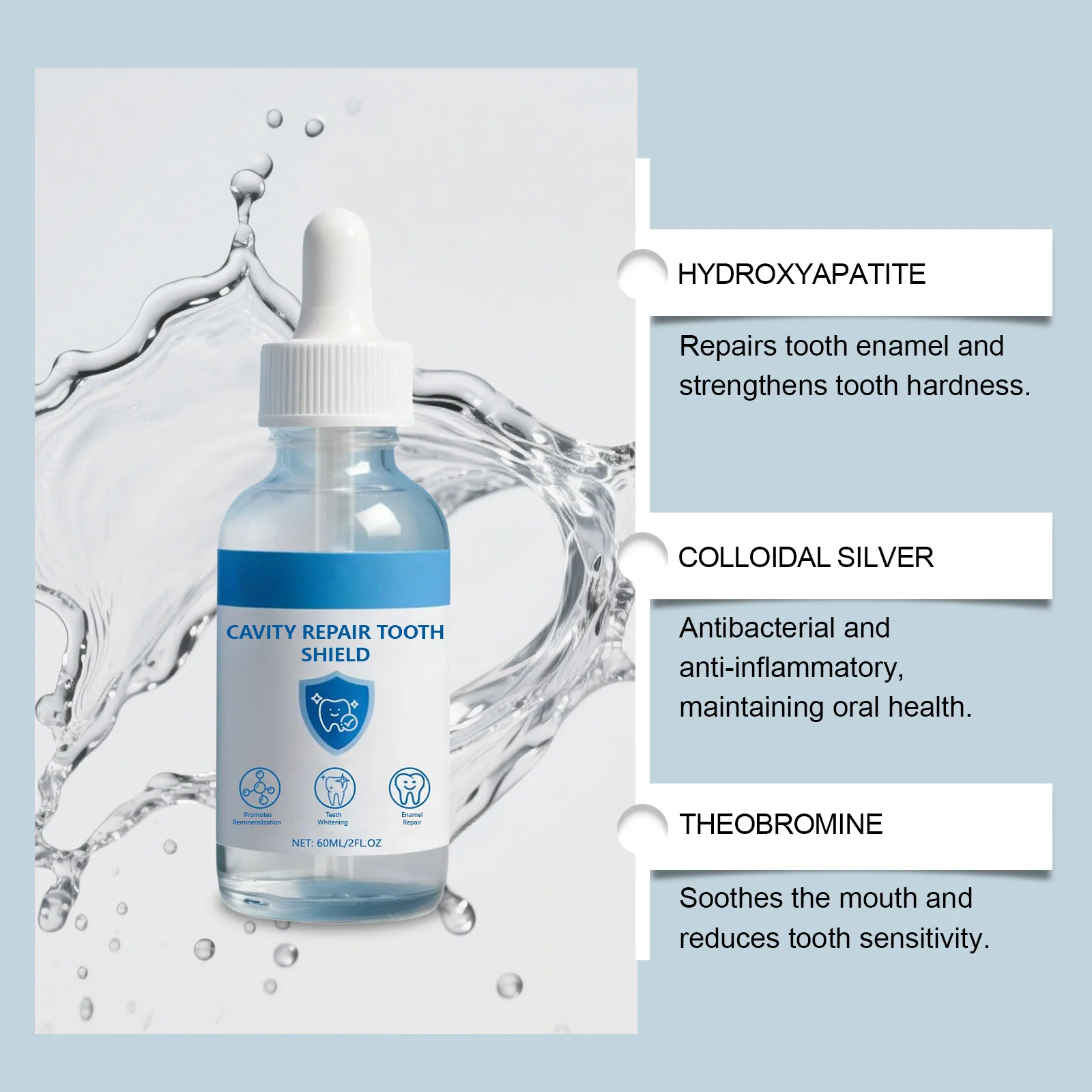 Nano Hydroxyapatite Tooth Care Serum Protect Teeth Reduce Stains Promote Remineralization Strengthen Enamel Freshen Breath Brighten Teeth Daily Oral Essence