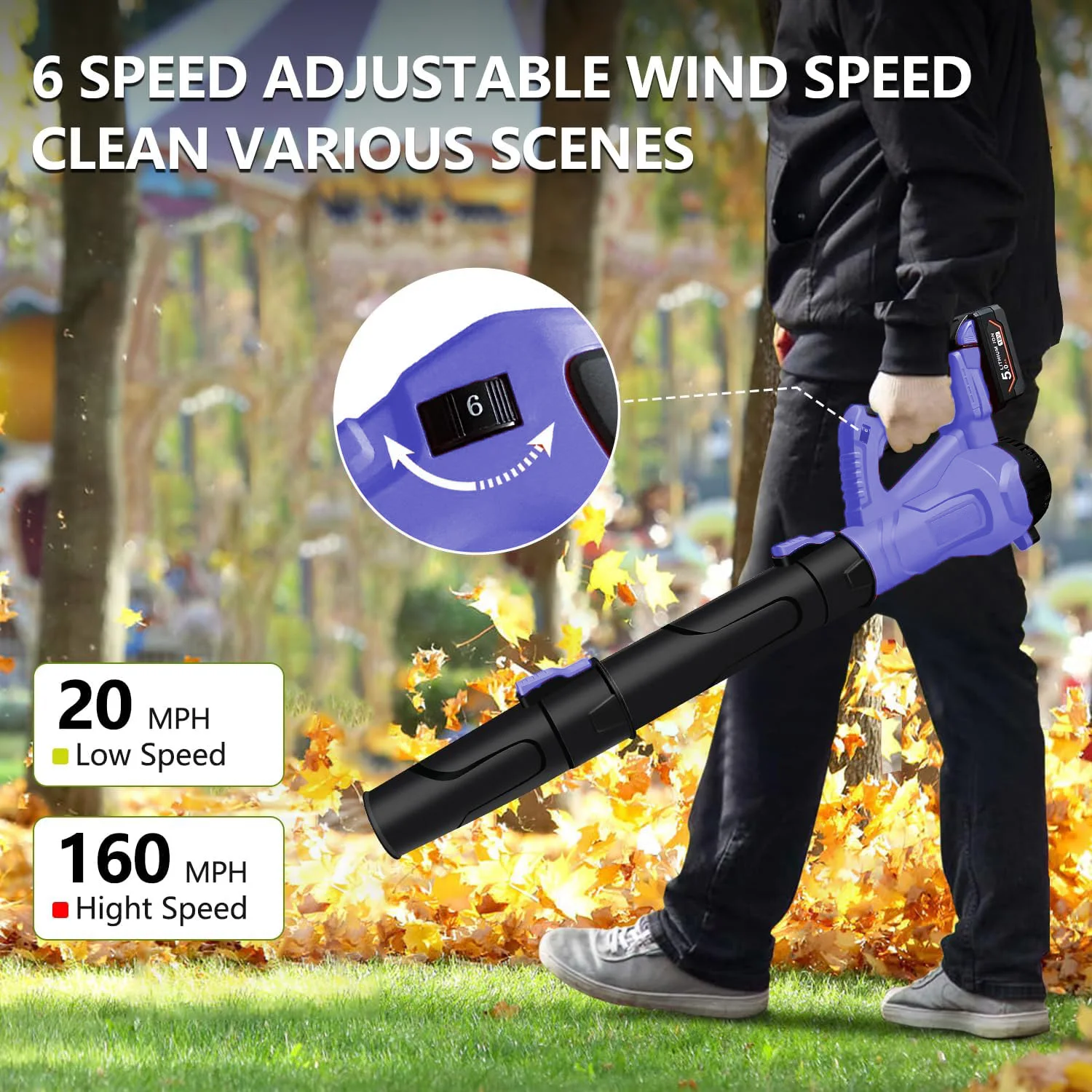Soffiatore per foglie elettrico Soffiatori per foglie portatili senza fili per la cura del prato Soffiatore per erba leggero portatile per cortile