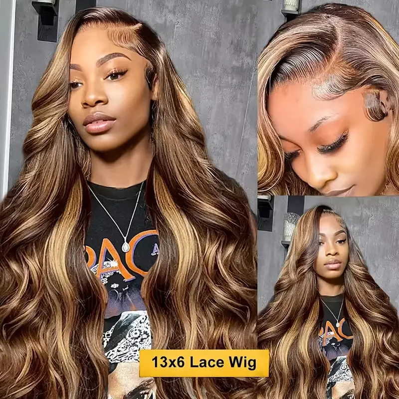 P4/30 Highlight Wigs 13X6 Body Wave Lace Front Wigs 13X4 Lace Front Wig Pre Plucked Ombre Human Hair Colored Glueless 30 Inch