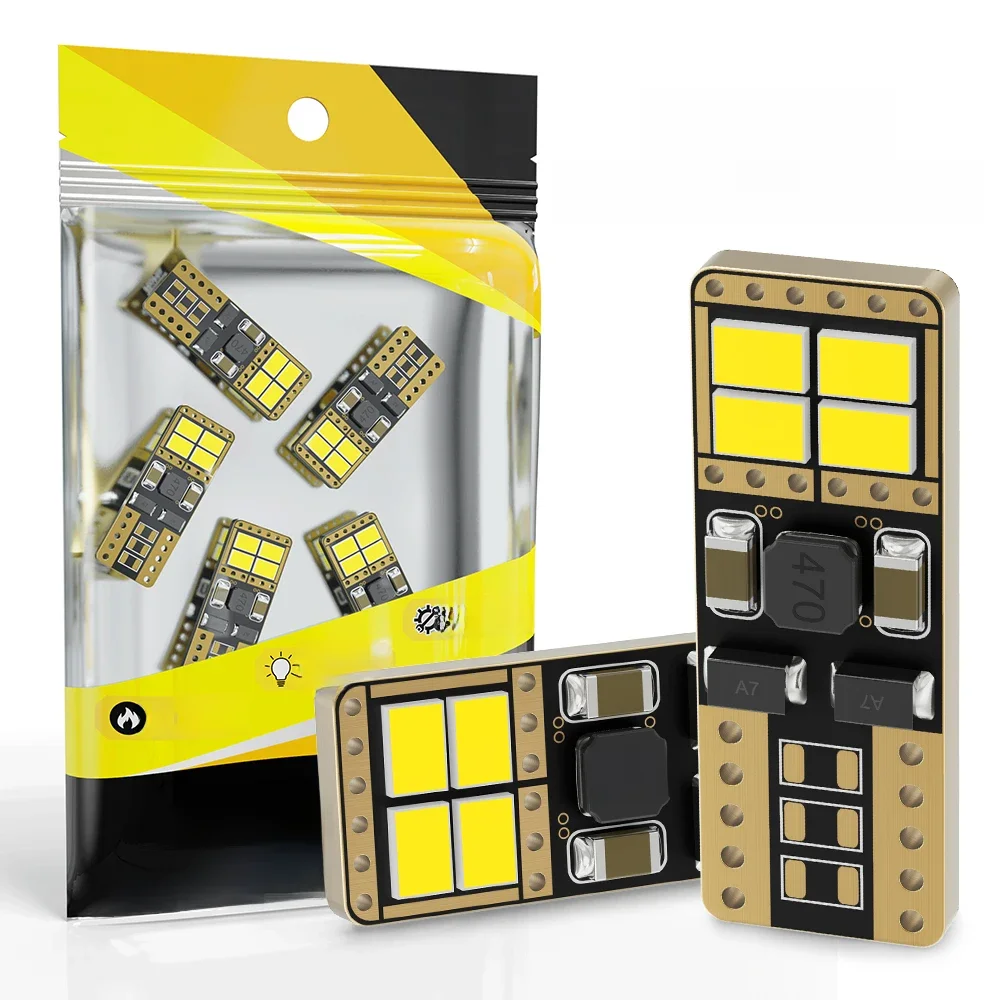 2X T10 W5W 194 Led Interior Light 3020 8smd Canbus No Error Trunk Lamps Reading Light Led Clearance Lights 12V 4500K Warm White