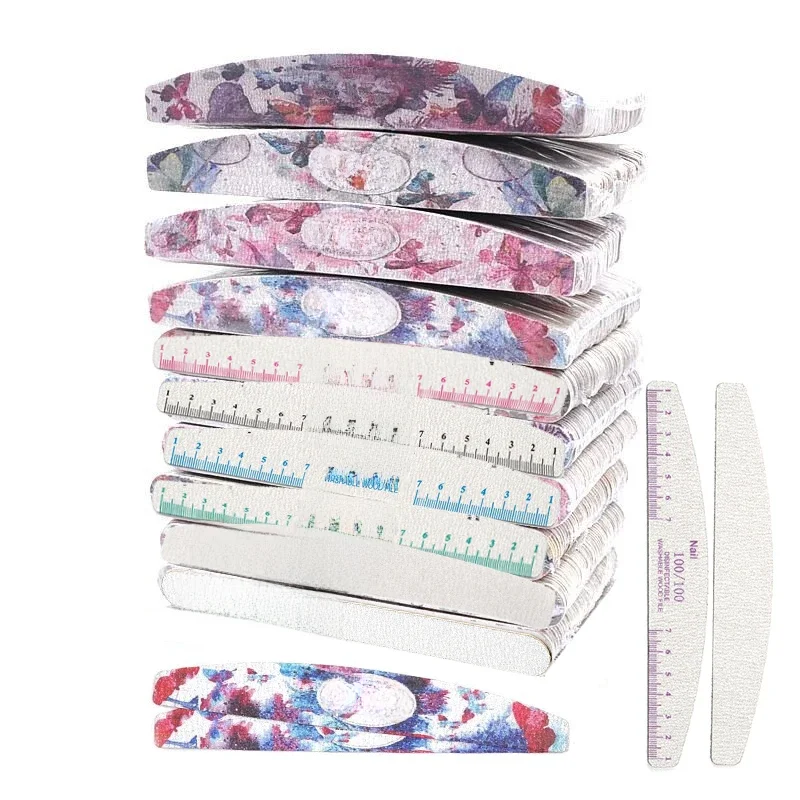 Lime à Ongles Professionnelle en Bois, Multi-Grains, 50 Pièces, N64.File de Manucure, Planche Droite, Lime à Ongles, 100/120/150/180/240