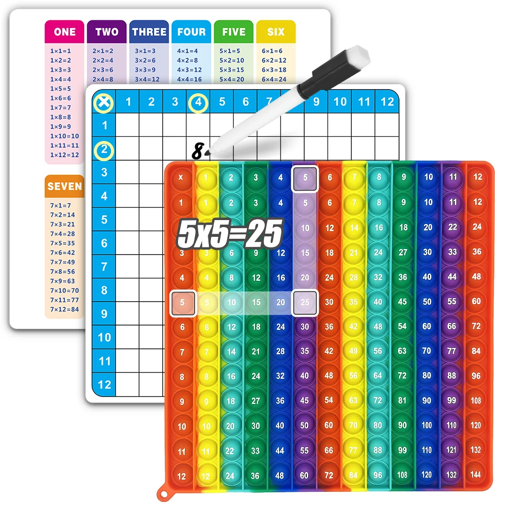 Jeux de Multiplication 12x12, tableau d'addition, pratique des mathématiques, cartes effaçables, stylo, jouets éducatifs, papeterie indispensable pour enseignant