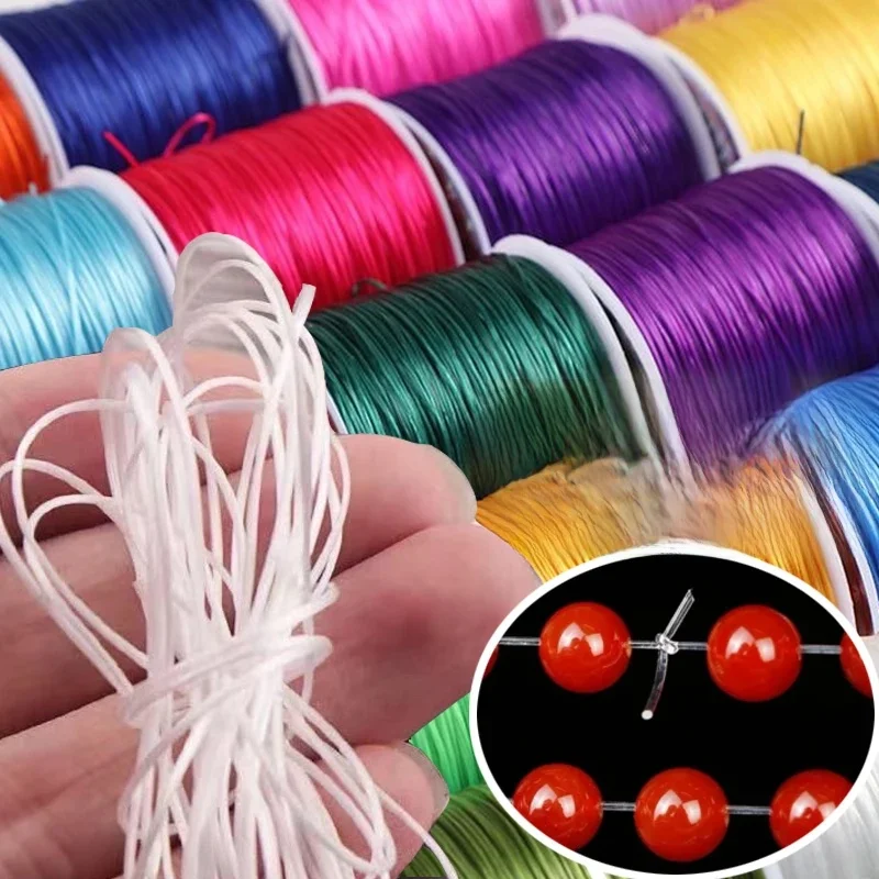 10 m/rolka mocny elastyczny kryształowy sznurek do koralików 1mm kolorowe bransoletki rozciągliwa nić naszyjnik sznurkowy DIY tworzenia biżuterii sznury linia — zdjęcie 2
