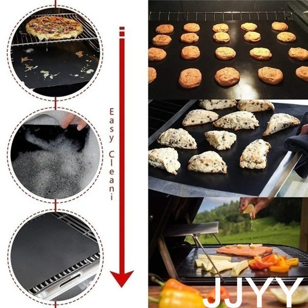 JJYY 5Pcs Picnic Grill & Baking Mats Family Party Non Stick Teflon Oven Grill Foil Barbecue Liner Reusable Mat