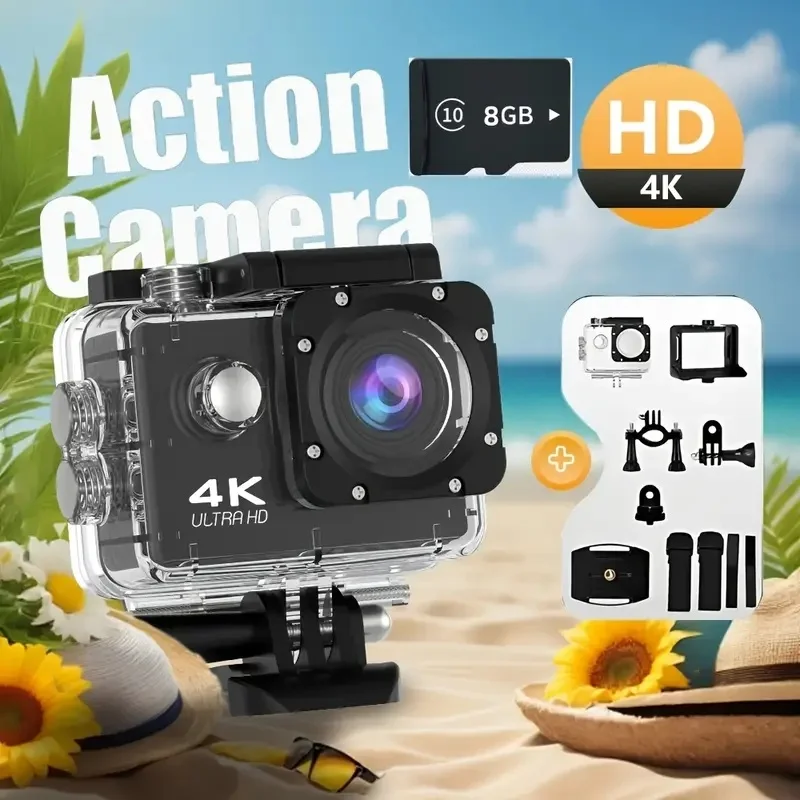 في الهواء الطلق 4K عمل كاميرا واي فاي خوذة تسجيل الفيديو 4K/30FPS واي فاي 2.0 "170D GPS 8X التكبير تحت الماء كاميرا رياضية مقاومة للماء
