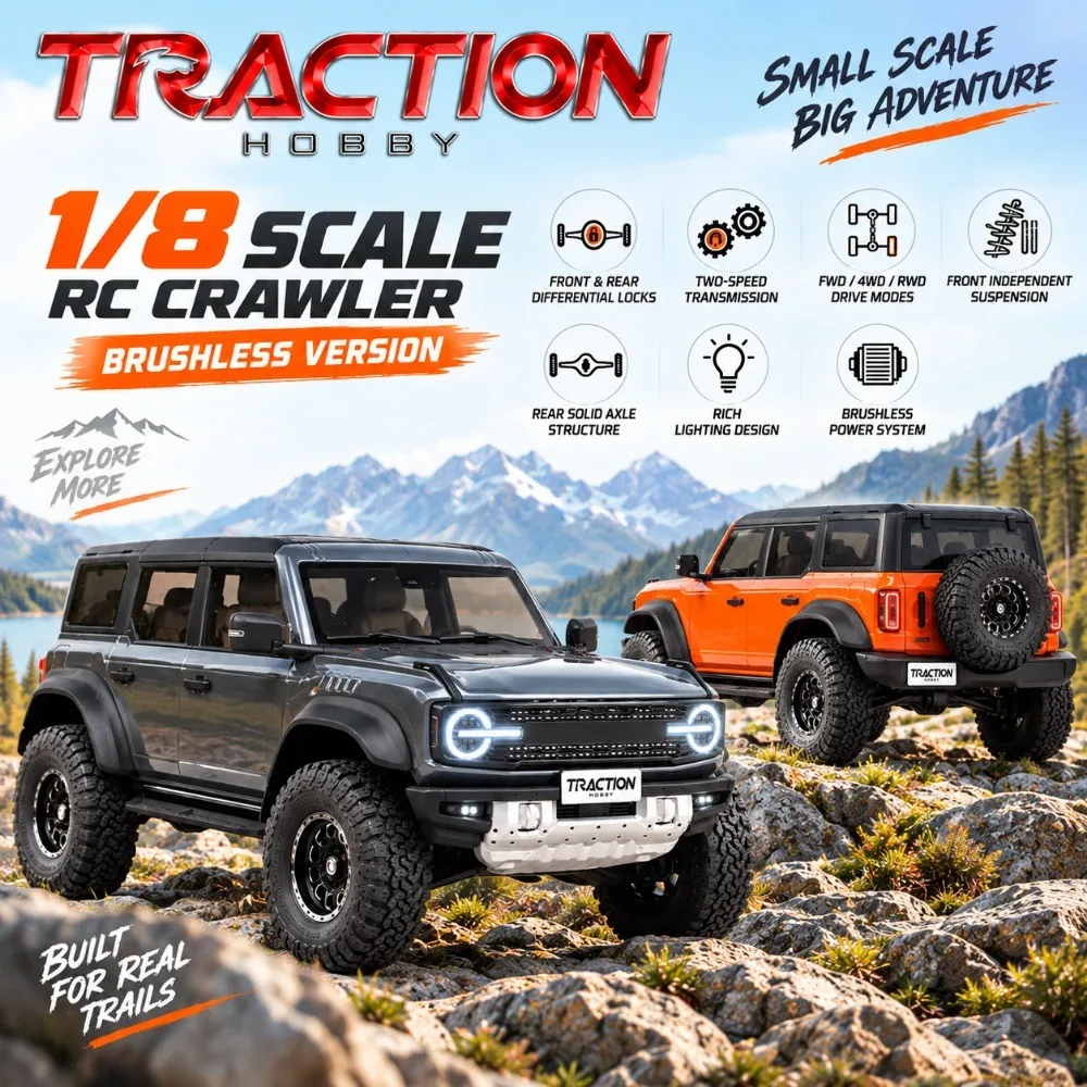 TRACTION HOBBY 1/8 Brushless Version 1/8 RC Electric Remote Control Model Car Rock Crawler Adult Toys