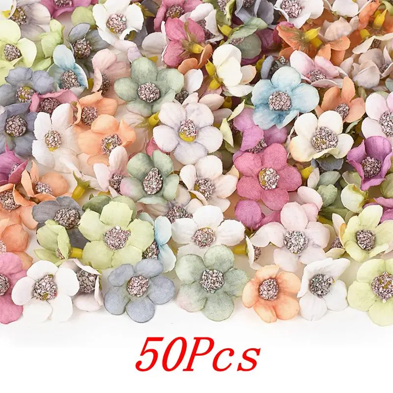 رأس ديزي حرير اصطناعي ، نبات زهور جدارية ، ديكور زهرة الزفاف وغرف المنزل ، جارلاند تصنعه بنفسك ، هدايا عيد الحب ، 50 * * ،