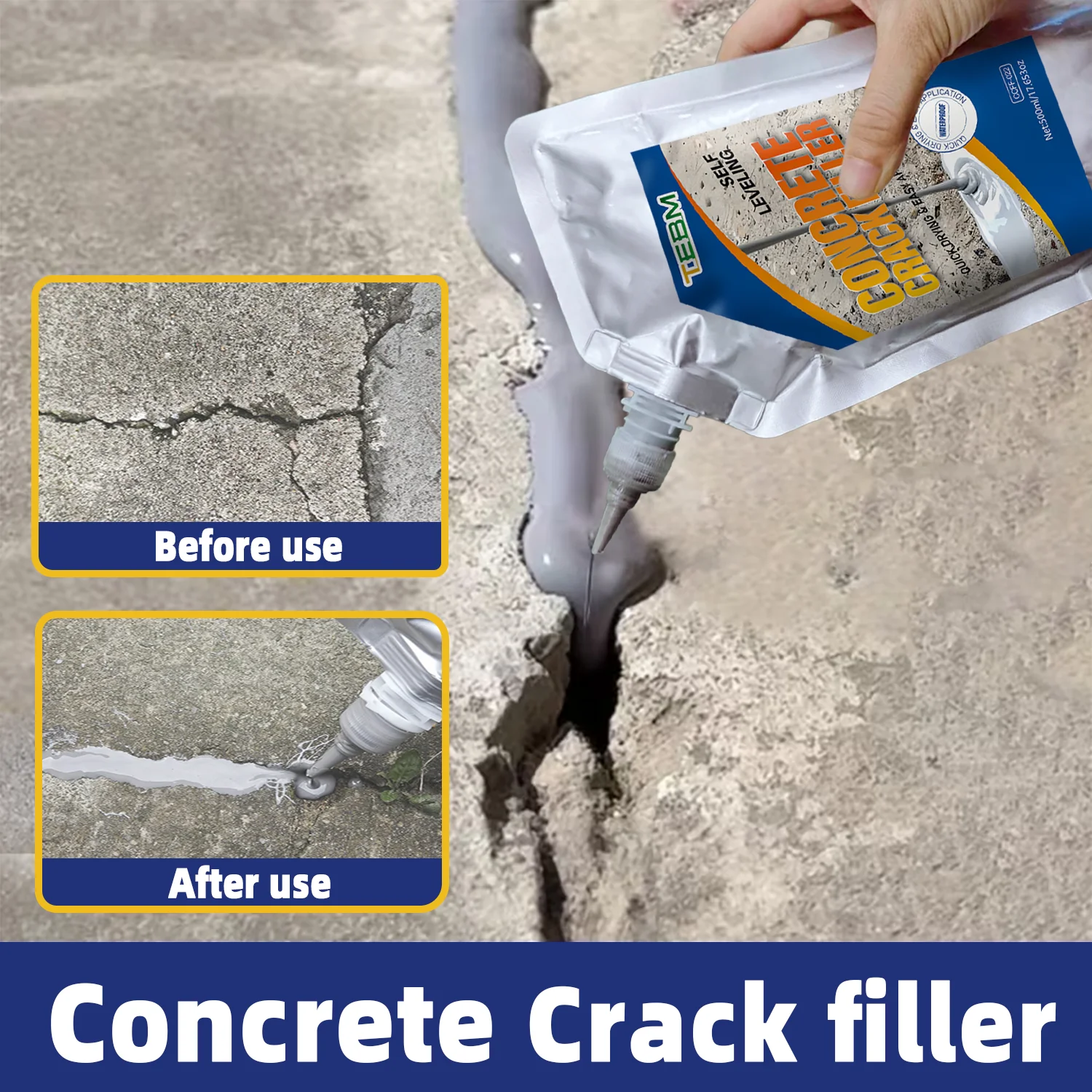 Betonriss-Füller Selbstnivellierender Zement-Rissfüller, Wasserdichter Betonreparatur-Dichtungsmittel für Innen und Außen Schnell Trocknend – Detail 5