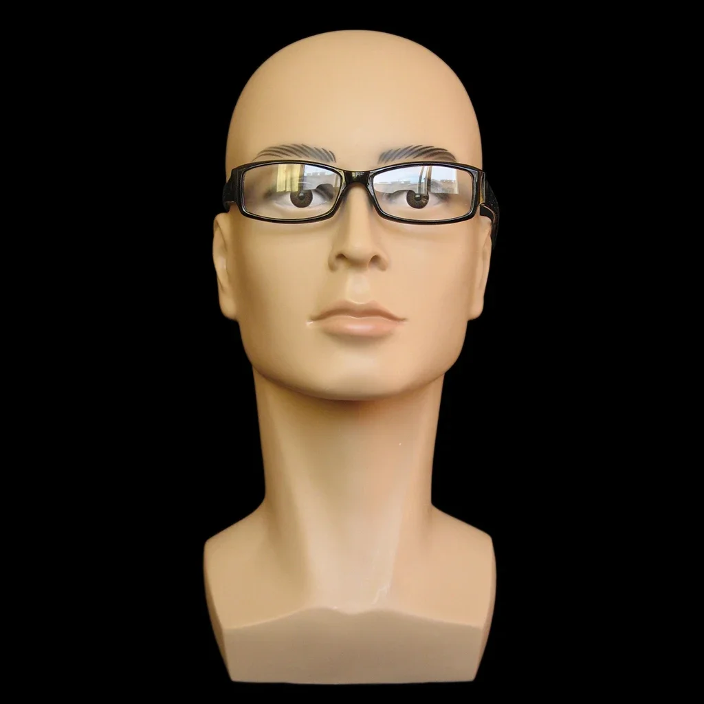 Głowa manekina męska, łysa, przenośna, model dla dorosłych, uchwyt na peruki, akcesoria do salonu kosmetycznego, ekspozycja w sklepie na okulary, biżuterię, szaliki. — zdjęcie 2
