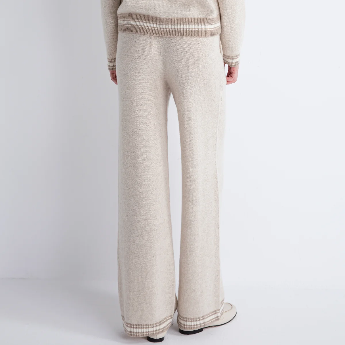 TX852153 Luxury Women’s 100% Cashmere Wide-Leg LP Pants Soft High-End Pure Cashmere Knit Trousers