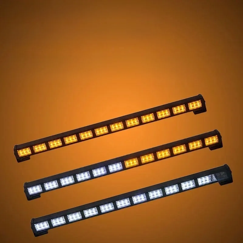 Barre lumineuse stroboscopique d'urgence blanche ambre de 22 pouces, 36led haute puissance, lampe d'avertissement de voiture, lumières clignotantes sur le toit de la voiture 12-24V