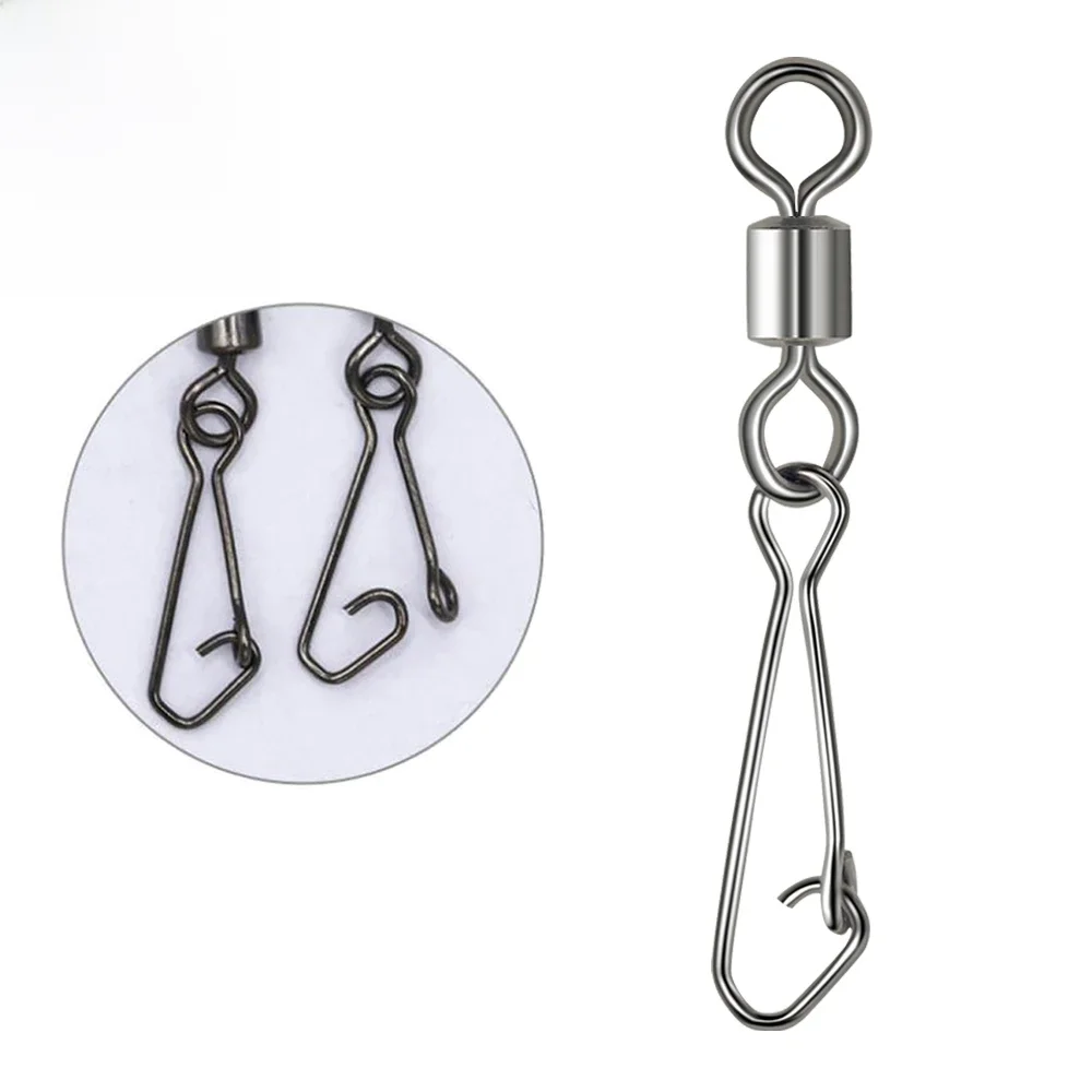 DNDYUJU 10-50PCS Angeln Lager Roll Wirbel Edelstahl Snap Angeln Locken Stecker Angelhaken Pin Angeln Zubehör