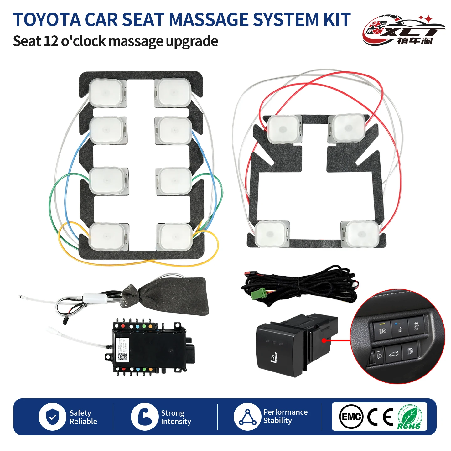 For Toyota 12V Pneumatic Massage Conversion Kit TPU 12 Point Airbag Dedicated Control Switch Interior Comfort Upgrade