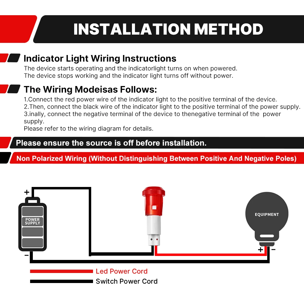 FILN 3 Stück 10mm Kunststoff-Einbau-LED-Anzeigeleuchte 12V 24V 110V 220V Vorverdrahtete Signal-Pilotlampe für Auto Boot LKW Marine – Detail 3