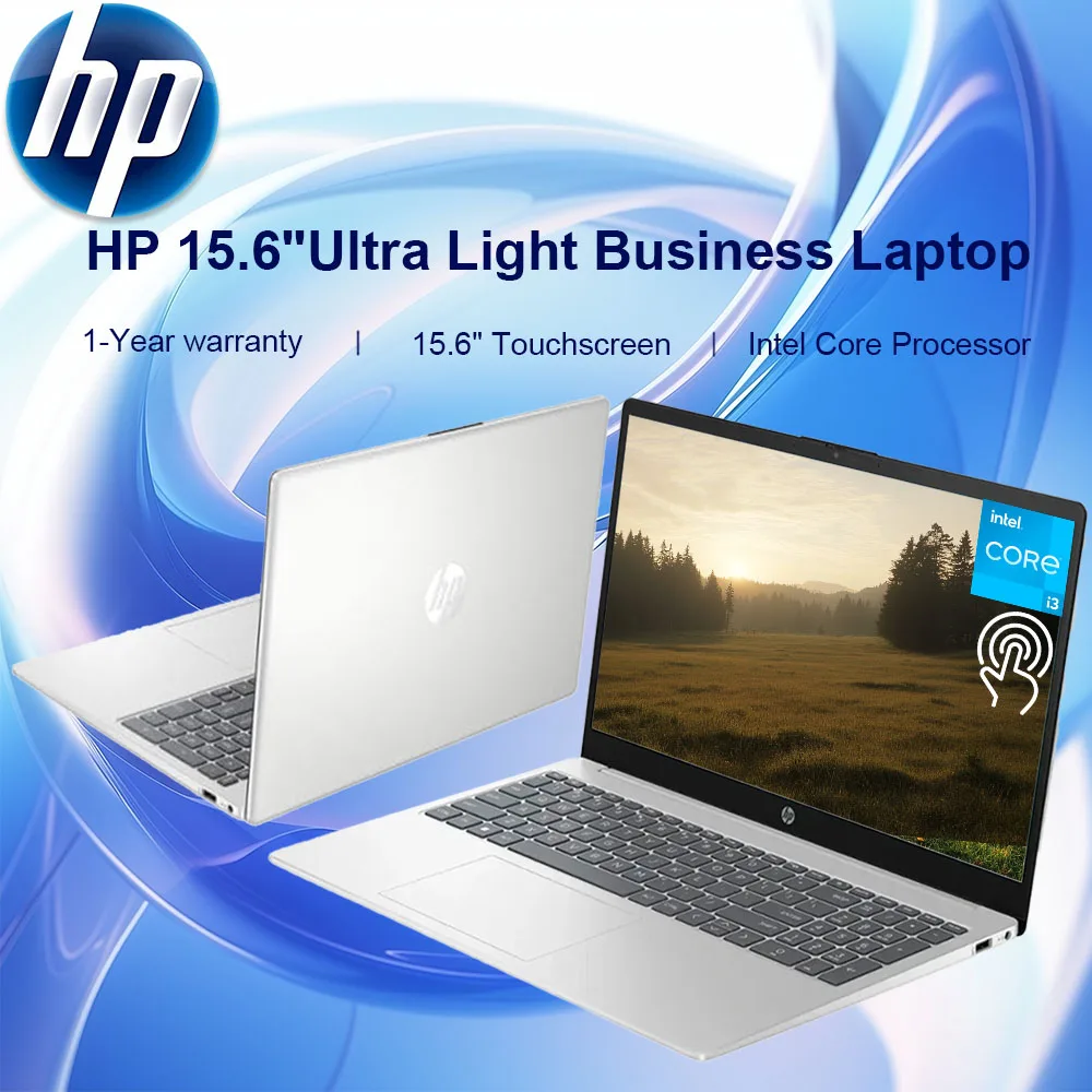 HP 2024 Business Laptop, 15.6" Touchscreen Laptop, Intel Core i3-1215U, 8GB RAM, 512GB SSD, Intel UHD Graphics, Silver