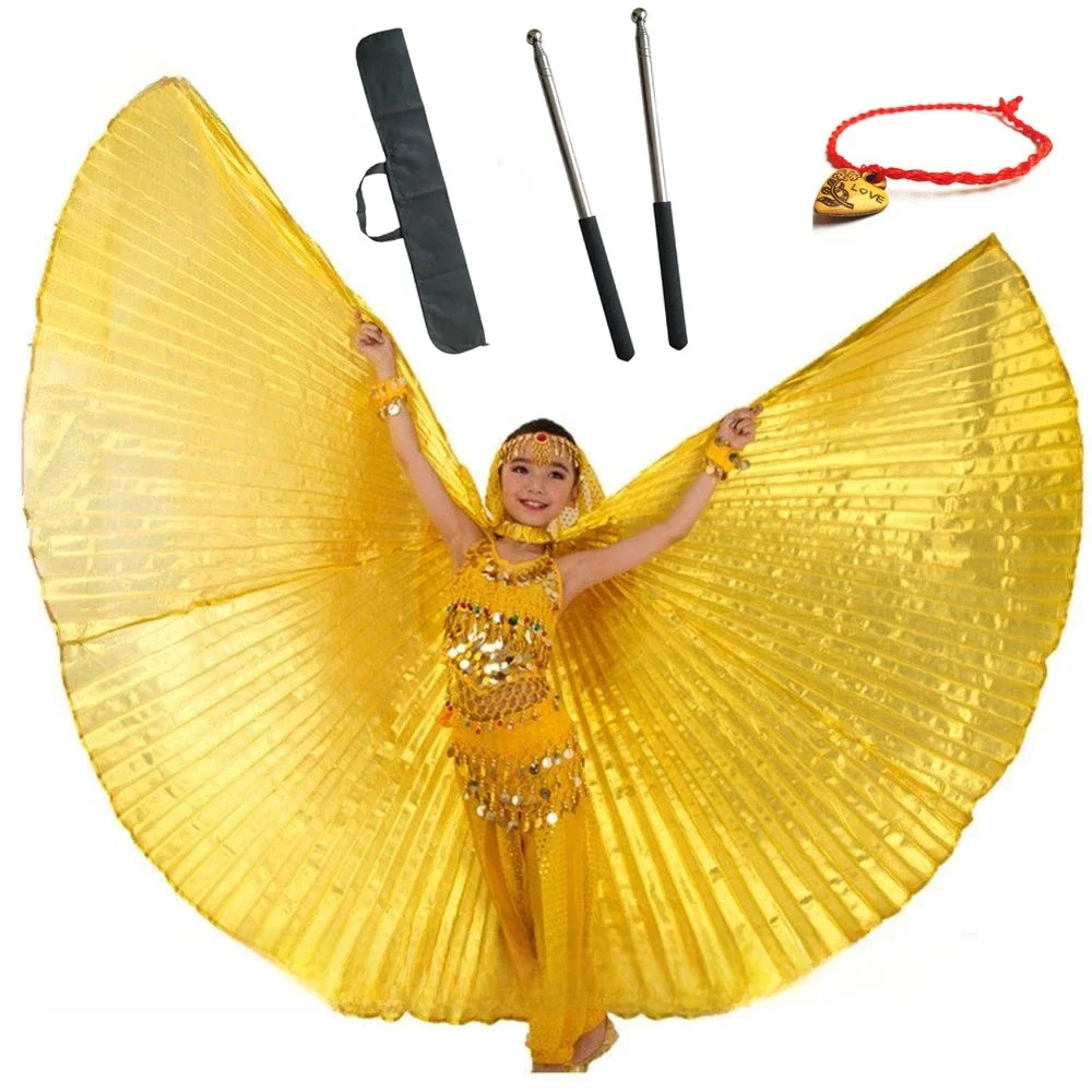 Kostium do tańca brzucha skrzydła taniec brzucha tkaniny kostiumy do tańca Bellydance egipt Isis skrzydła dla dzieci dziewczyny dzieci dorośli złoto — zdjęcie 2