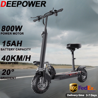 DEEPOWER Q2 Adult Electric Scooter 800W 48V 15AH Folding Electric Scooter 10 Inch 27MPH Multiple Shock Absorption Escooter