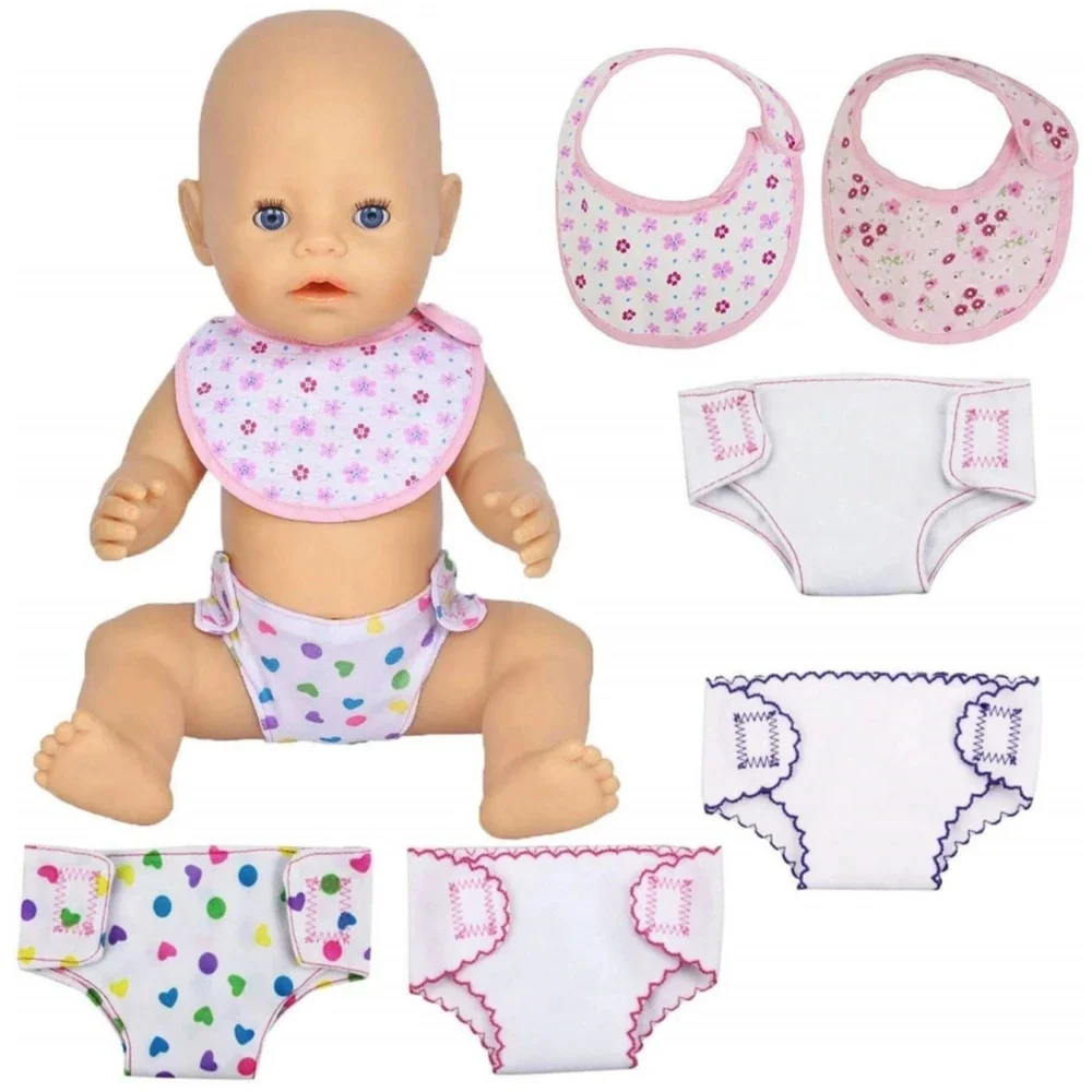 2 pièces couches de poupée sous-vêtements de poupée pour poupées de bébé de 14 à 18 pouces et autres poupées similaires 43 cm sous-vêtements de poupée bébé né bavoirs de poupée
