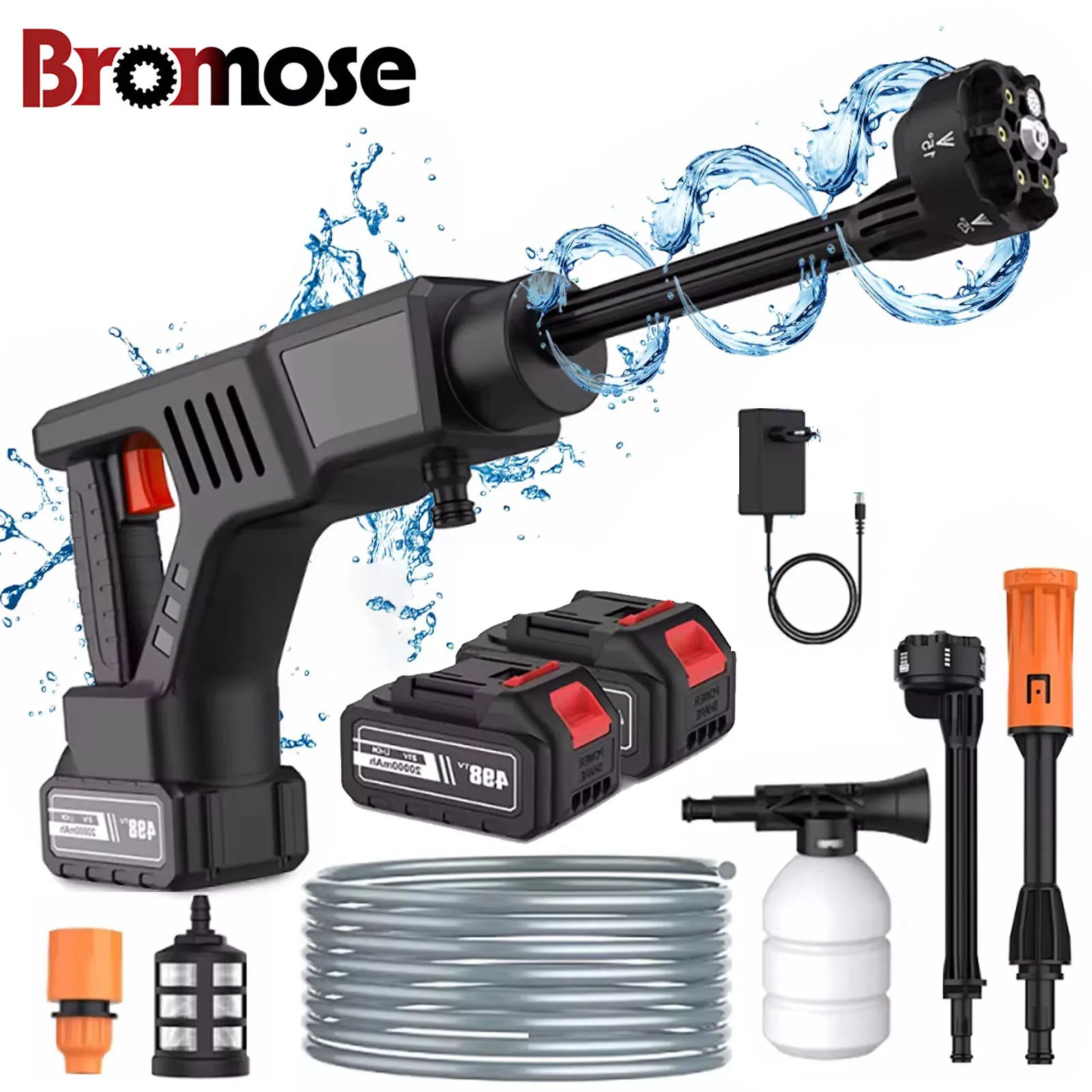 Bromose Pistola per idropulitrice elettrica ad alta pressione senza spazzole 40Bar Power Garden Car Lavaggio Pistola a spruzzo d'acqua per Makita Batteria Pin