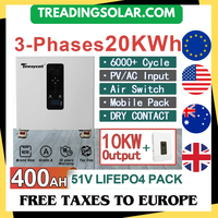 3-phase 48V Powerwall AC380V 20KWh 15KWH ALL in One ESS 51V 400Ah 300Ah LiFePO4 Battery Pack Buitl-in 10KW Inverter WiFi Monitor