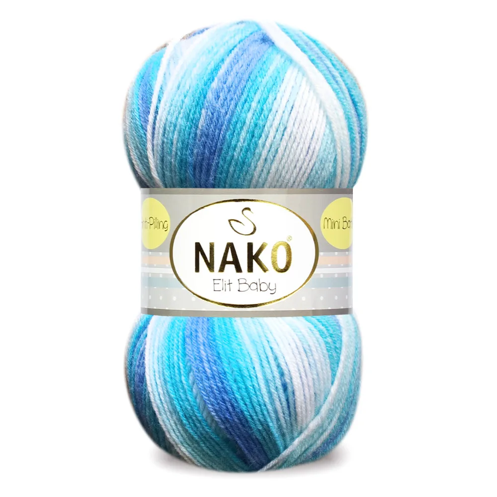 Nako Elit Baby Mini Batik  Hand Knitting Yarn, 100 Grams Of 250 Meters, 15 Color, Premium Anti Pill Acrylic, Yarn, Cardigan, Sweater, Blanket, Baby,